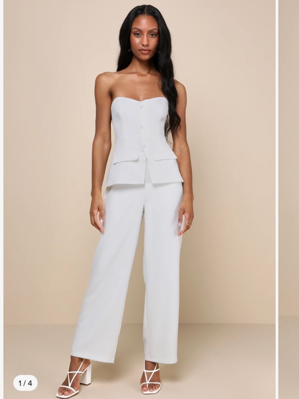 Lulu's White Strapless Peplum Jumpsuit